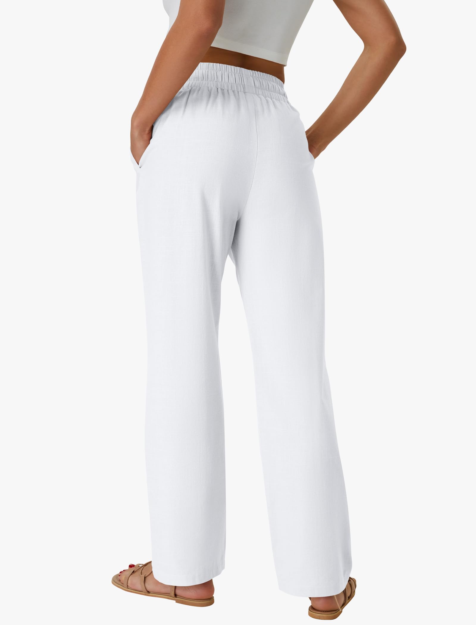 Friptspyg Hosen Damen mit Tashen Freizeithose Elastische Sommerhose Damen Leicht Palazzo Hosen