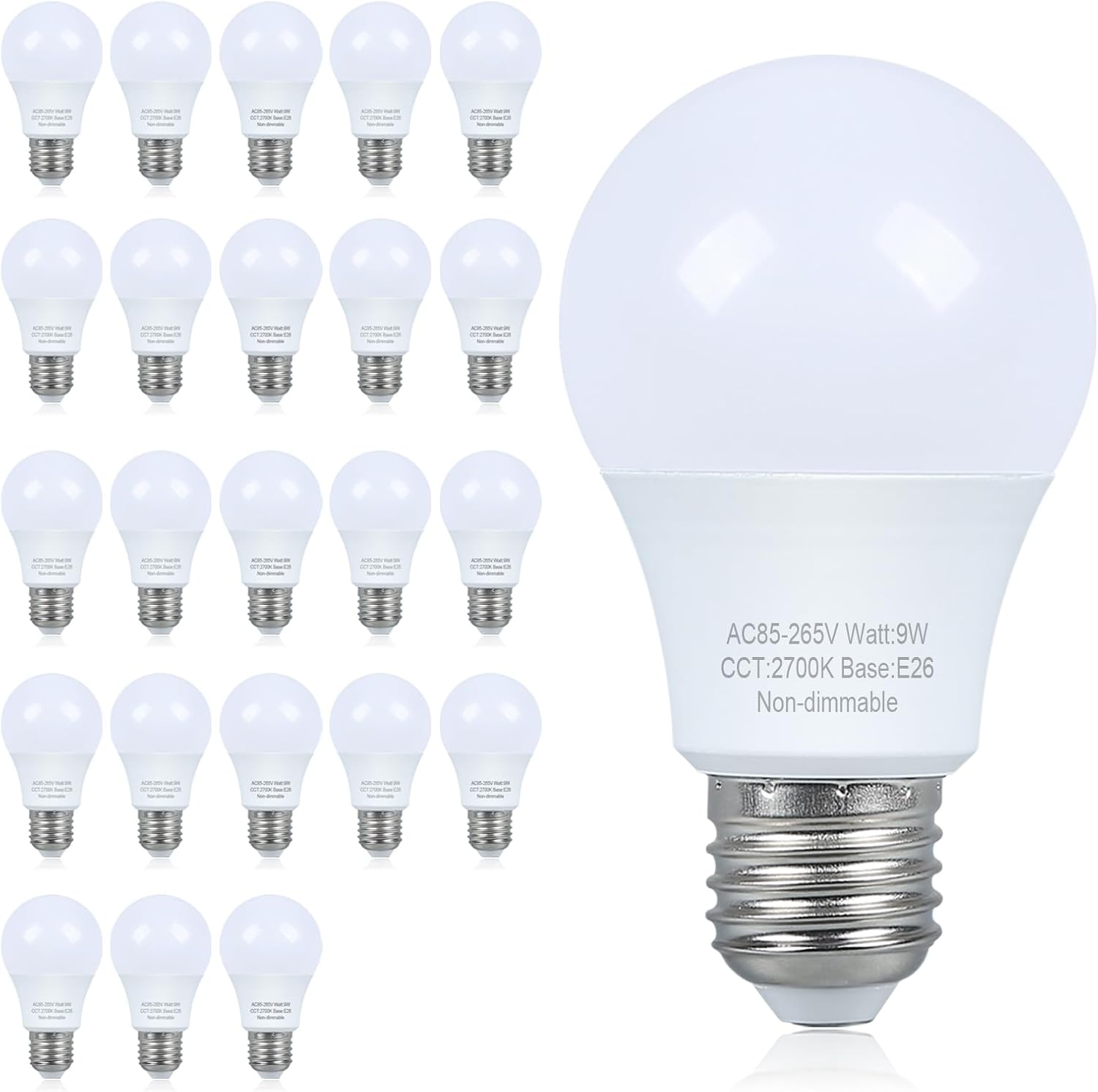 24 Pack LED Light Bulbs 60 watt Equivalent, Daylight 5000K, A19 Standard Light Bulbs, E26 Medium Base, 120V, Non-Dimmable