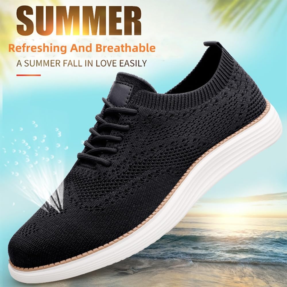 Hombres Casual Vestido Zapatillas Cómodas Oxfords Negocios Malla Caminar Mocasines Moda Ligero Transpirable Suela Blanda