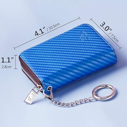Miniatura 158 de FurArt - Cartera para tarjetas de crédito, soporte para tarjetas con cremallera para hombres y mujeres, bloqueo RFID, cartera con llavero
