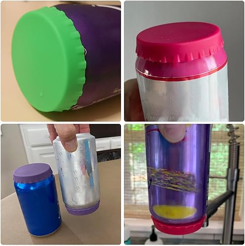 Miniatura 4 de Paquete de 6 tapas de silicona para latas de soda, 6 colores reutilizables sin BPA, tapón o protector para refrescos, cerveza, bebidas, jugo,