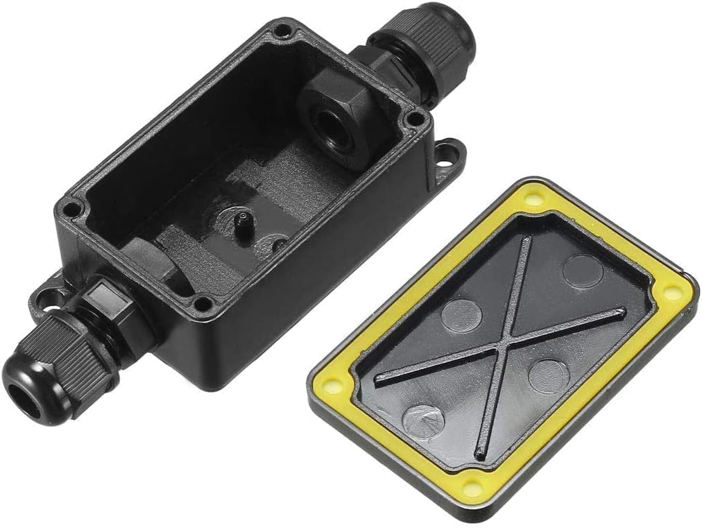 Power Waterproof Junction Box – IP68 Outdoor Electrical Enclosure with Cable Glands – 2/3 and 4 Way Wire Connector Box for Garden, LED Lights, CCTV, Underground (2-WAY)