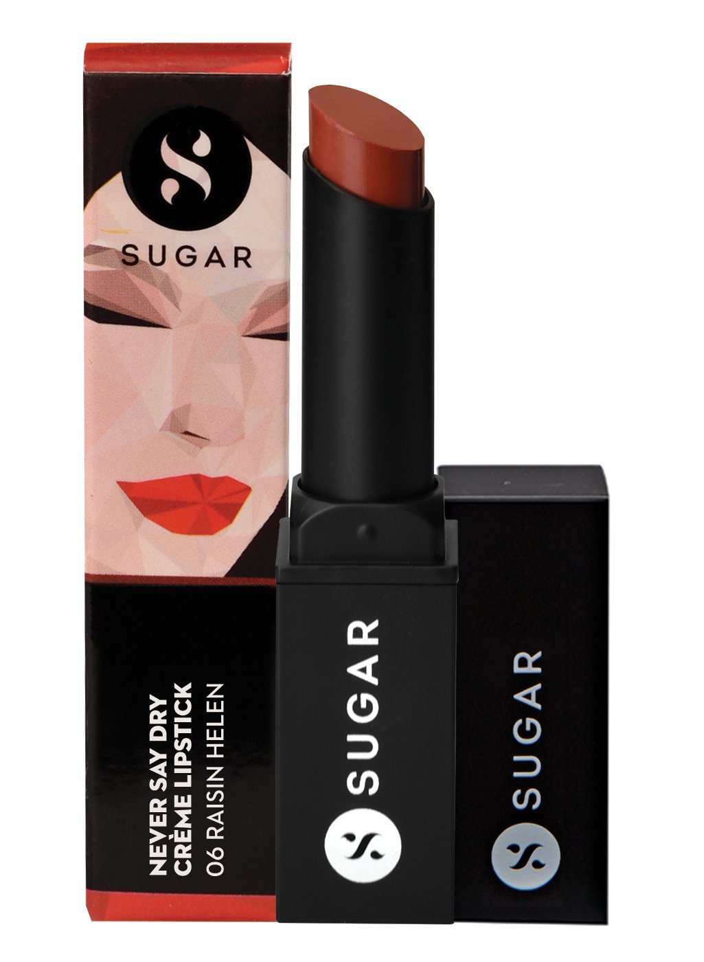 SUGAR Cosmetics Never Say Dry Crème Lipstick 06 Raisin Helen (Rose Brown), 3.5 g