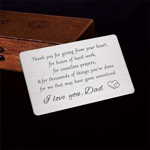 Miniatura 4 de FALOGIJE Tarjeta de felicitación grabada con texto en inglés "Thank You Dad I Love You", tarjeta de cumpleaños para papá, día del padre, Navidad