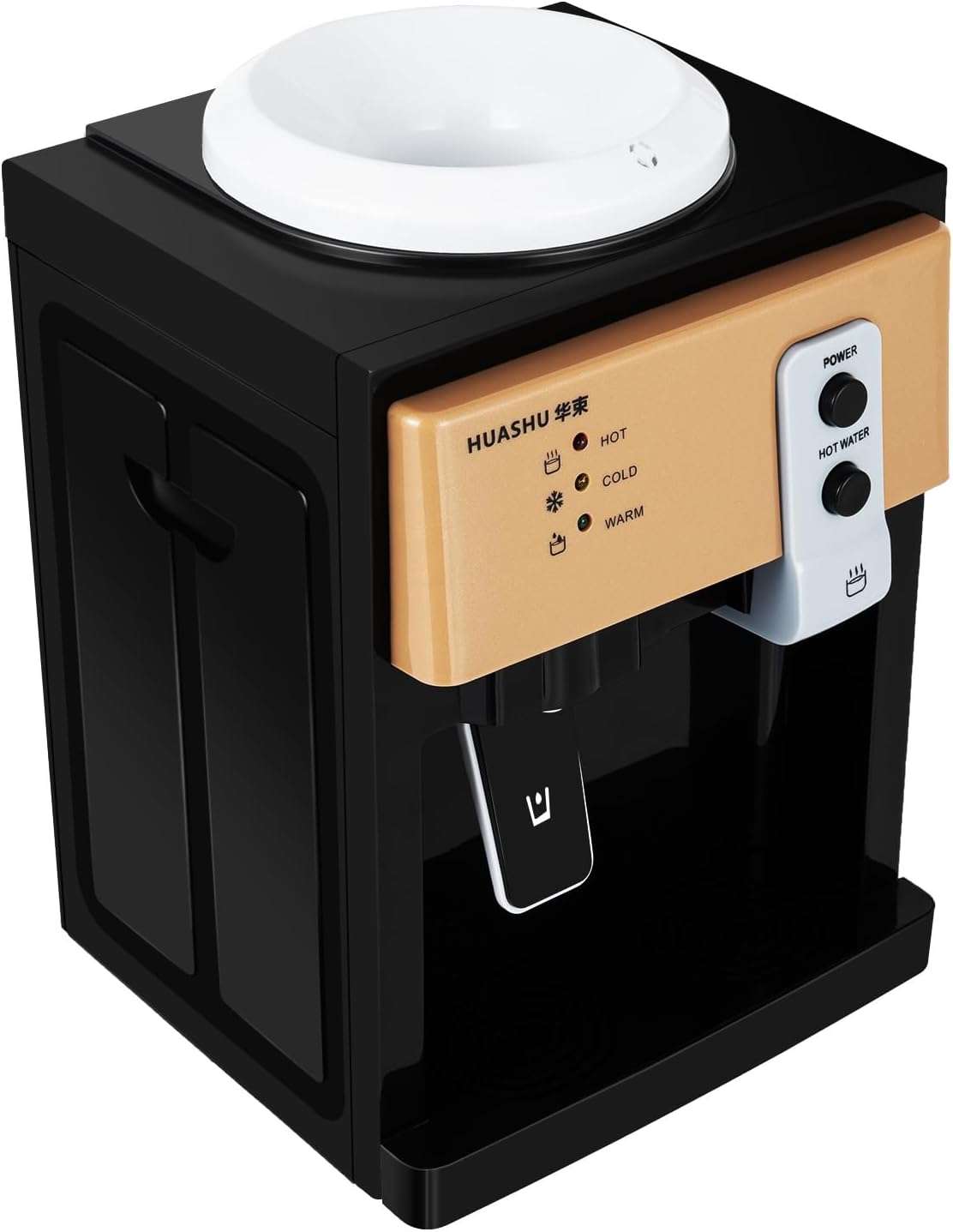Countertop Water Dispenser, Top Loading Water Cooler for 1.2 to 5 Gallon, 3 Temperature(hot/Cold/Warm) Settings Room Temperature Water Cold Hot Water Dispenser,for Home，Office，Dormitory Use