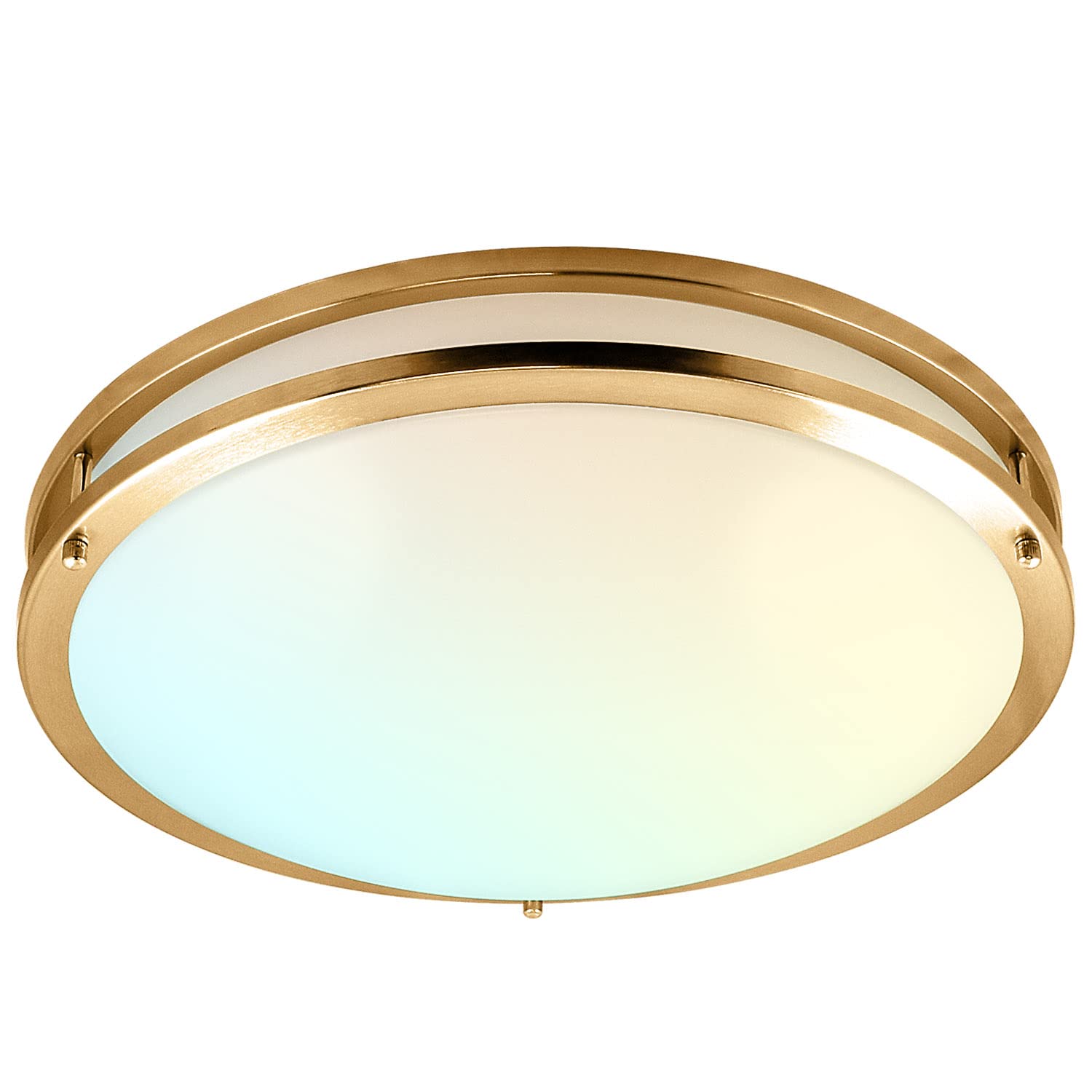 LUXRITE 18 Inch LED Flush Mount Ceiling Light, 5 Color Selectable 2700K | 3000K | 3500K | 4000K | 5000K, Dimmable Ceiling Light Fixture, 24W, 2160