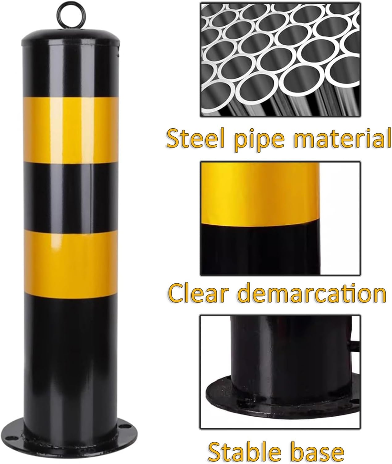 Driveway Steel Safety Bollard Barrier 3MM Thickened Wall Protects Personal Property & Equipment