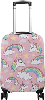 A capa de mala de bagagem serve para malas de 46-81 cm unicórnio arco-íris nuvem elástica anti-arranhões protetor de viagem P-GG, Multicor, S(Fits 18-20in suitcases)