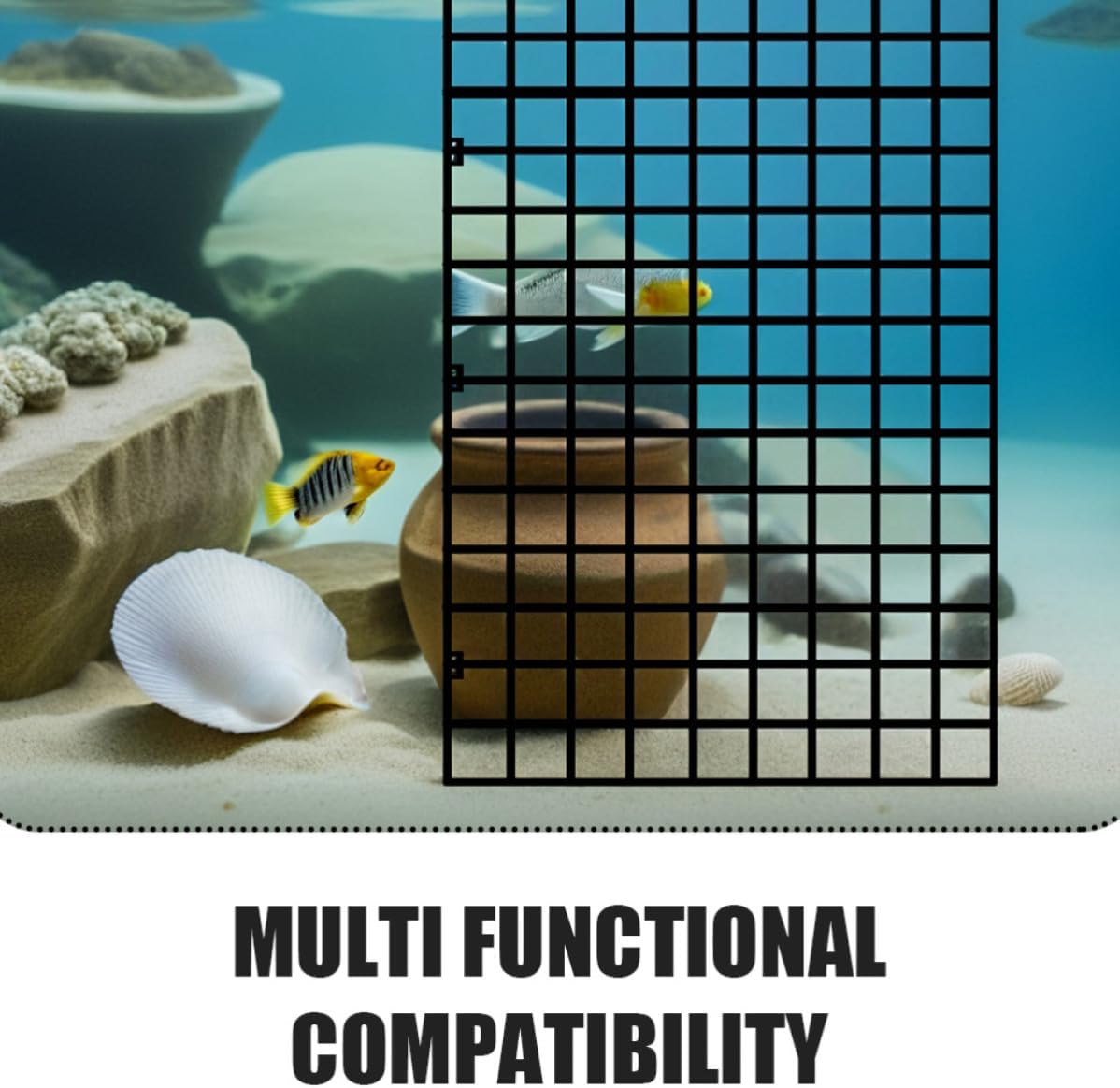 4pcs Aquarium Isolation Panels with Suction Cups Black PVC Fish Tank Divider Lattice Plate for Breeding and Separation, Can be Cut and Spliced Aquarium Supplies