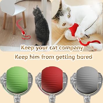 Interactive Cat Toys Balls,Automatic Moving Cat Balls, Cat Toys for Bored Indoor Cats(Red)