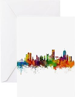 CafePress Boston Massachusetts Skyline Greeting Cards Folded Greeting Card Matte
