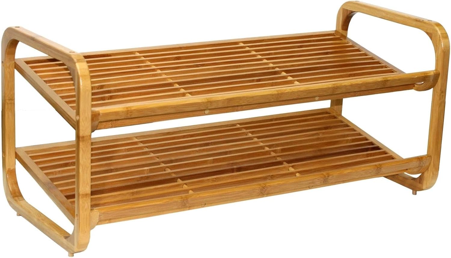 for 2 Tier Bamboo Shoe Rack Organizer, Shoe Rack, Bamboo, Organizer, 6 to 8 Pairs, Natural Finish