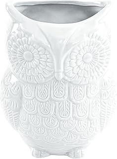 Soporte para utensilios de cocina, diseño de búho, decorativo, de cerámica, para cocina, regalo de decoración de cerámica, color blanco