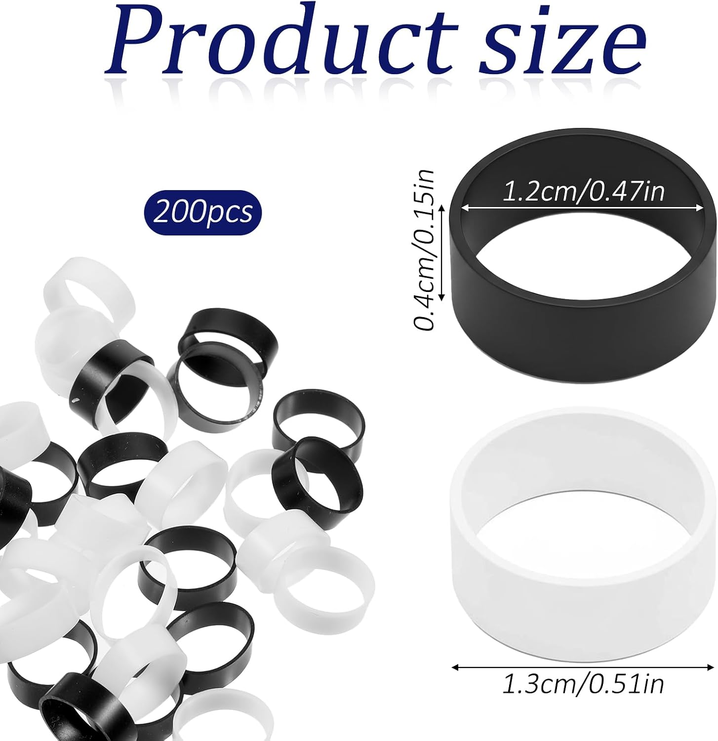 JJUNW 200 PCS Silicone Cable Ties, 0.5 Inch Small Rubber Bands image 2