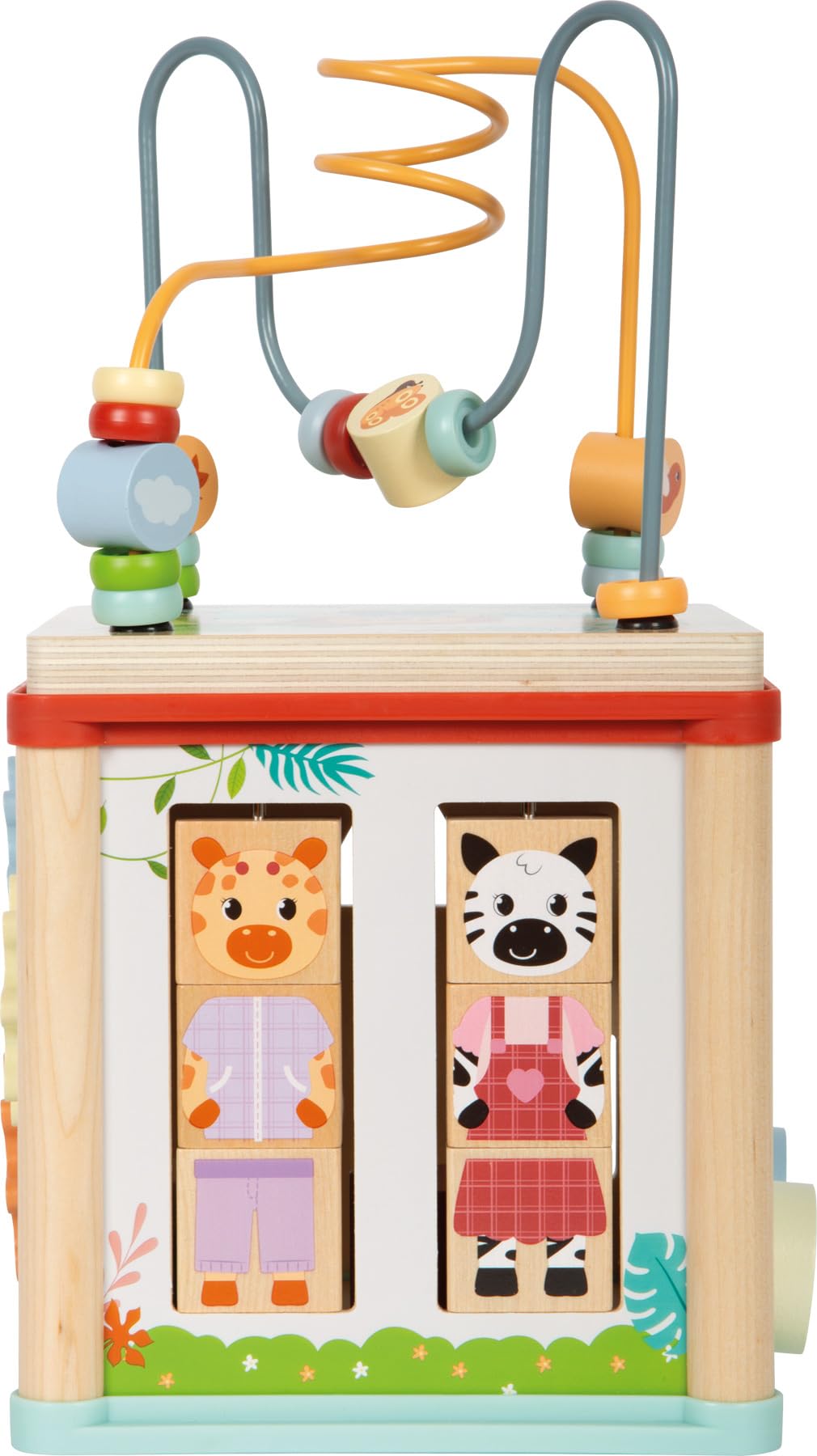 Small Foot Dado motricità Jungle Friends in Legno FSC® 100% Certificato, Dado Activity salvaspazio con 5 superfici di Gioco, Gioco didattico per Bambini da 1 Anno, 12765