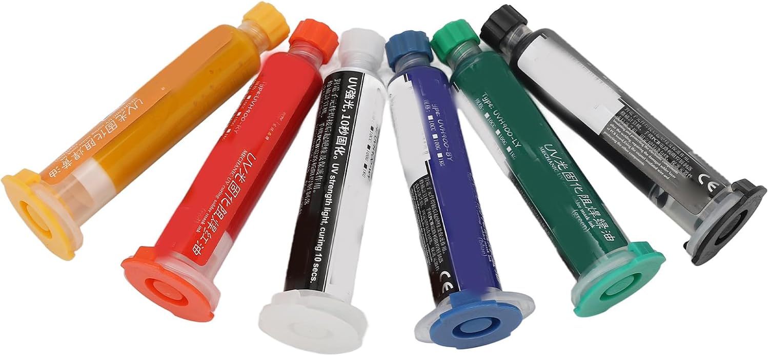 ZPSHYD Solder Mask Ink, 6Pcs UV Light Curing Solder Resistance Oil | PCB BGA Circuit Board Repair, High Insulation, Solder Resist Ink, Short Circuit Control