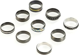9-Piece Wedding Bands Set for Men and Women, 3 Spinning Fidget Rings, Stainless Steel, 6mm & 8mm Widths
