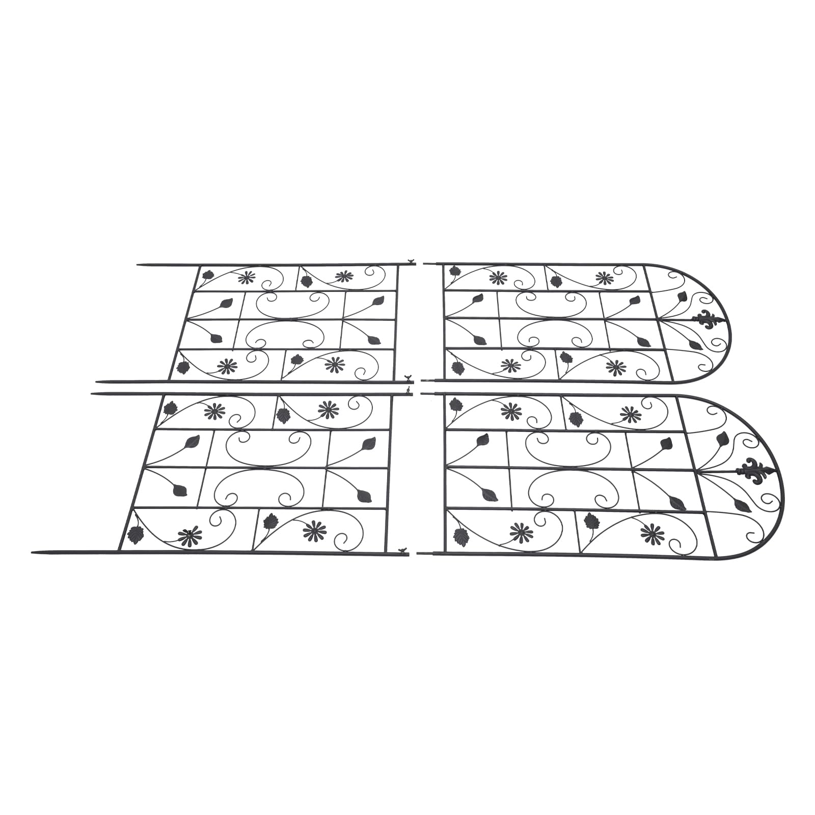 2 Stück Rankgitter Eisen 180 cm Hoch, Spike Länge 20 cm, Rankhilfe für Kletterpflanzen, Gewölbte Form, für Innenhöfe, Balkone, Terrassen, Gärten, Kletterhilfe Pflanzen, Schwarz