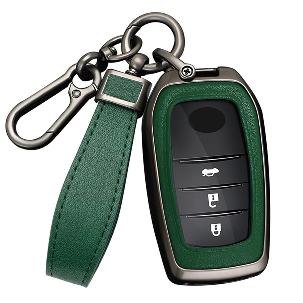 HIBEYO Custodia per chiave auto, adatta per Toyota CHR RAV4 Corolla Crown Cross Yaris XP21 GR Hybrid Avensis Highlander 2020-2025, accessorio per chiavi, portachiavi, telecomando a 3 tasti, nero