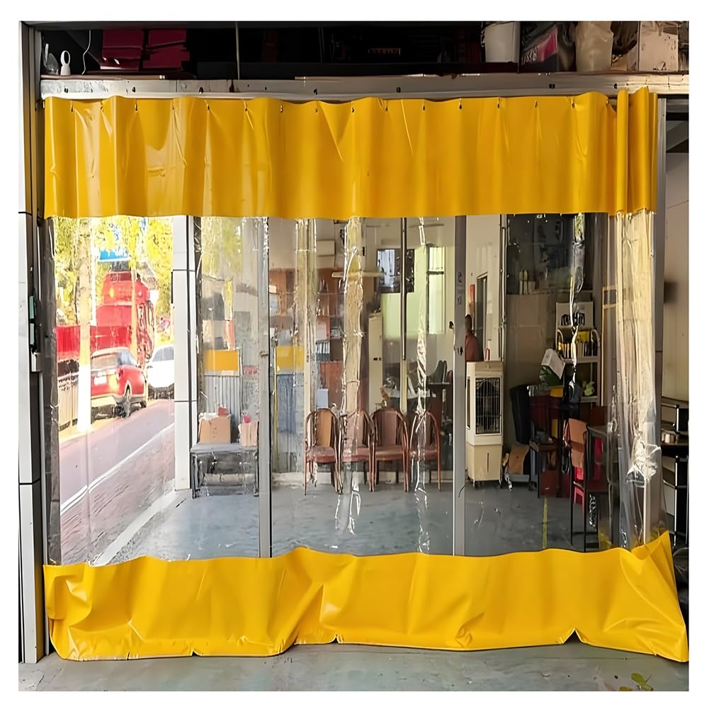 GJZQDKX Industrial Wash Bay Curtains with Eyelets, Garage Divider Curtains, Outdoor Vinyl Curtains for Patio, Quick Waterproof Screen Cover, for Porch Wash Car Depot(Yellow,3x3m/9.8x9.8ft)