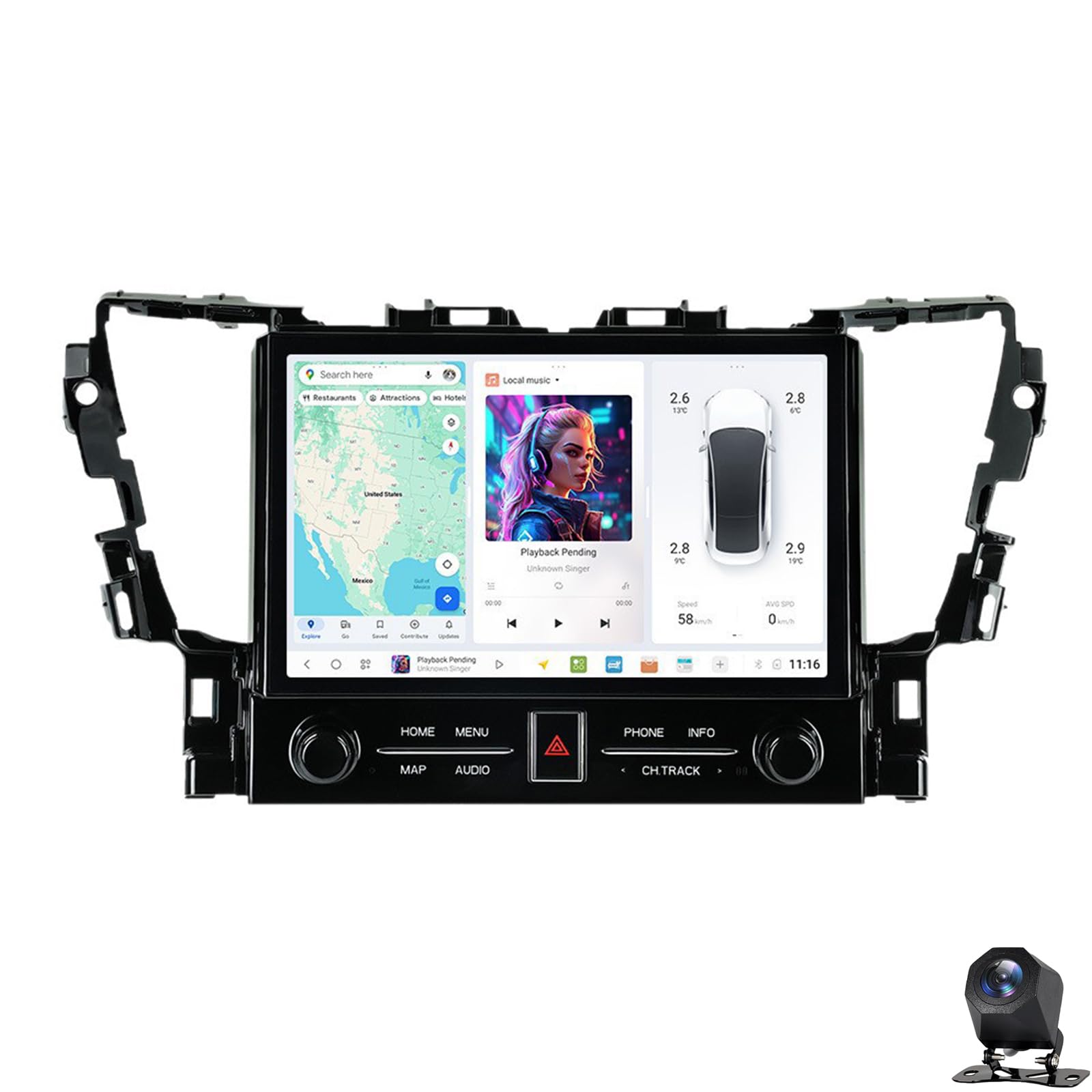 Dla Toyota ALPHARD 30 2015-2019 Android samochodowe stereo Radio nawigacja GPS wymiana 11.5 calowy ekran dotykowy 8 rdzeń procesora Carplay Android Auto(Size:8 CORE 8+128G,Color:A)