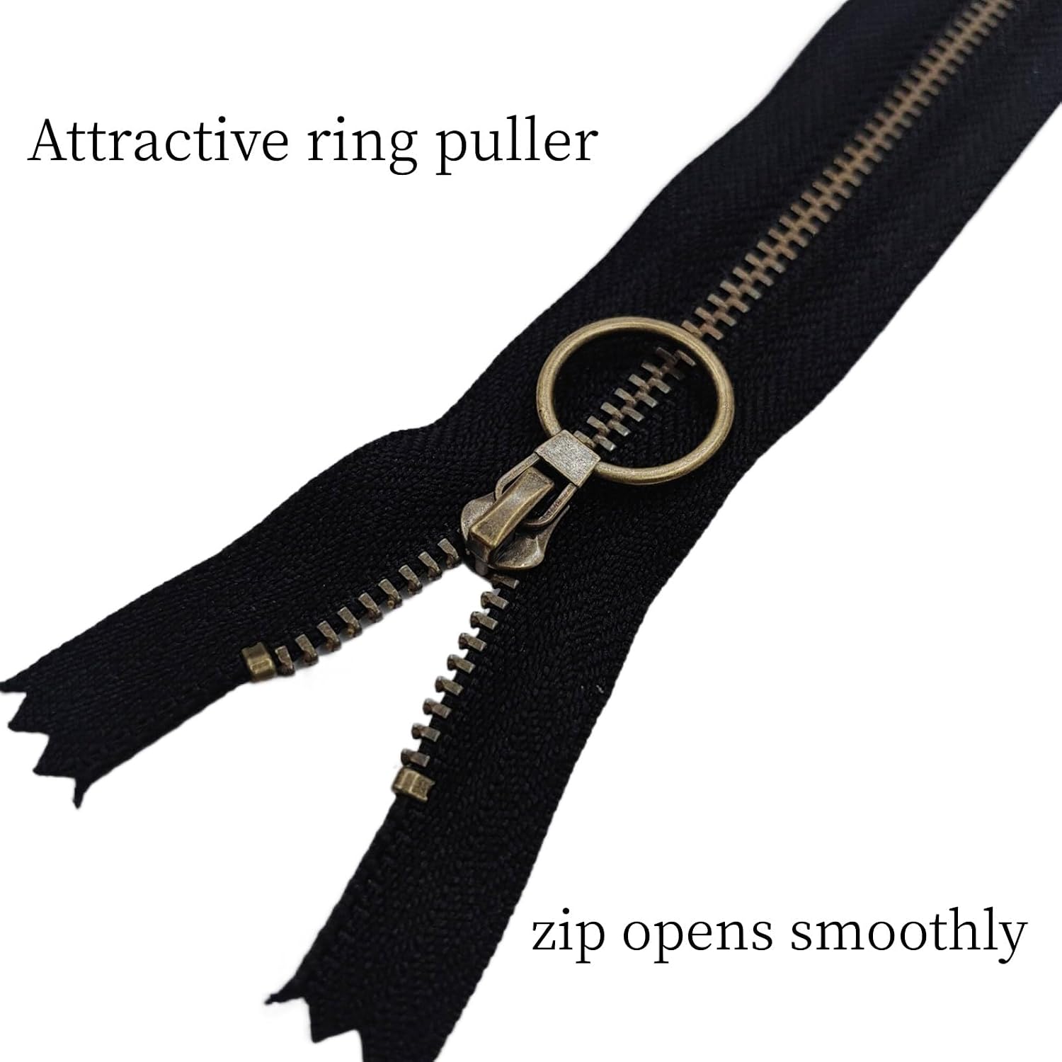 10PCS 8inch (20cm) Metal Zippers Black#3 Antique Brass Plated Bulk Close End Non-Separating Y-Teeth Small Zippers for Sewing Purse Bags Pocket Pack Crafts (8" Anti-Brass)