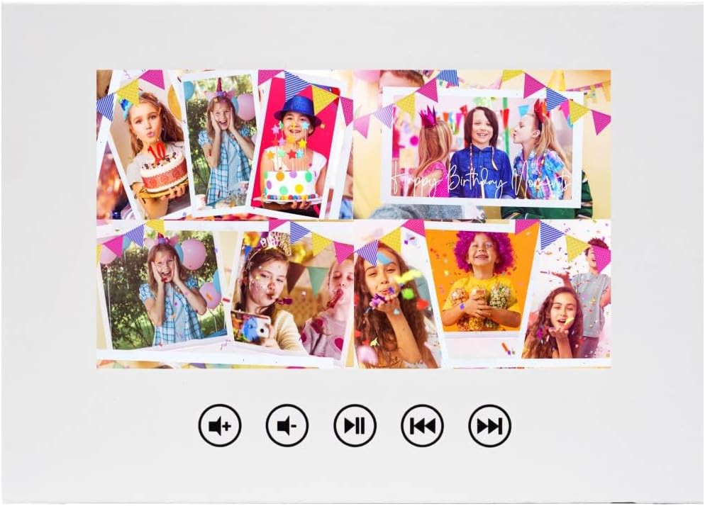 Custom Kids Birthday Video Card – Add Your Photos – Personalized Slideshow Gift for Boys & Girls – LCD Screen Digital Video Card, 7” IPS Display, 8GB, USB Charger