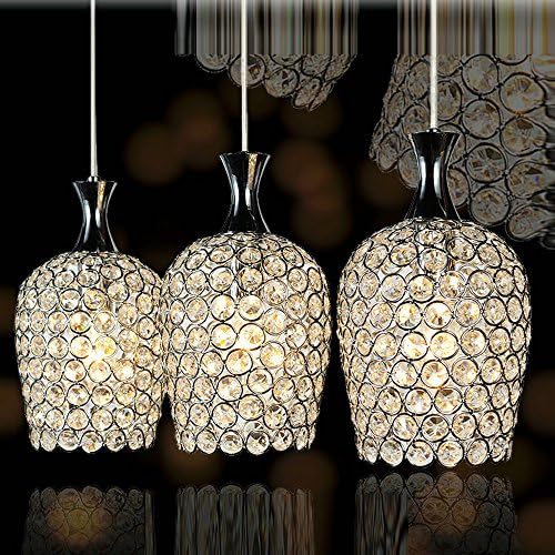FEEKENBU Modern 3 Lights Crystal Pendant Lighting for Kitchen Island and Dining Room