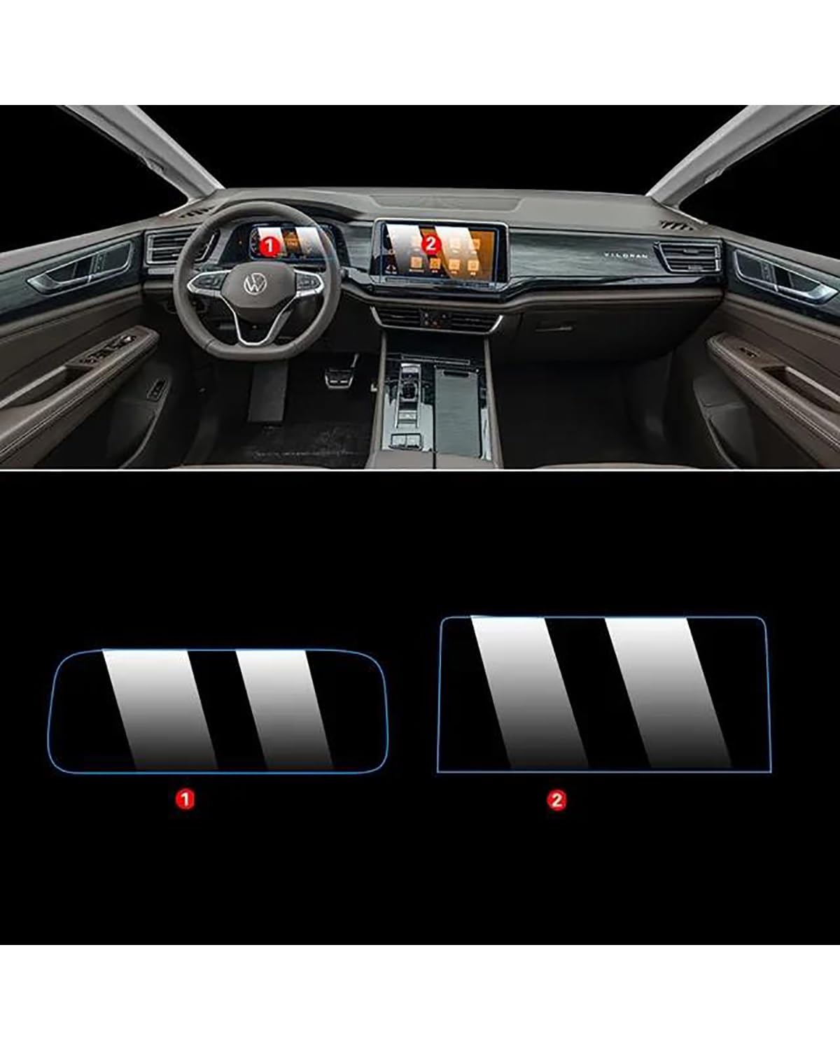 Protector de Pantalla de Cristal Templado para la Pantalla táctil del navegador y velocímetro de la Consola Central del Coche Viloran (2 Unidades de 12 Pulgadas).