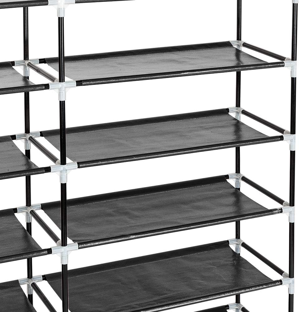 Knocbel 6 Tiers Shoe Rack Dustproof & Water-Resistant Non-Woven Fabric Closet Storage Cabinet Organizer, 44" x 11 1/8" x 43 1/4" (Black)