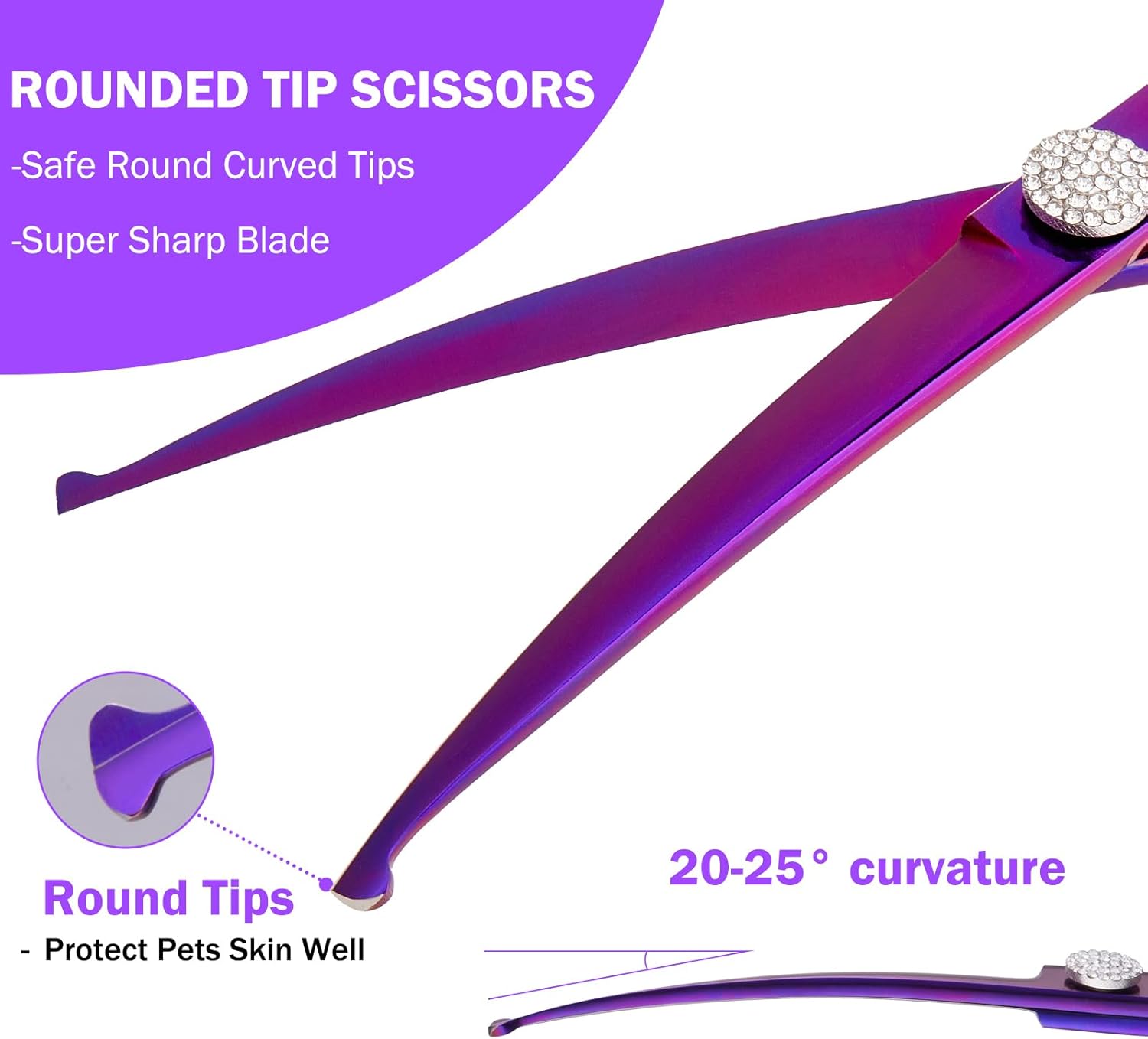7" Curved Dog Grooming Scissors & Ethyxe 7 Inch Curved Scissors for Dog Grooming
