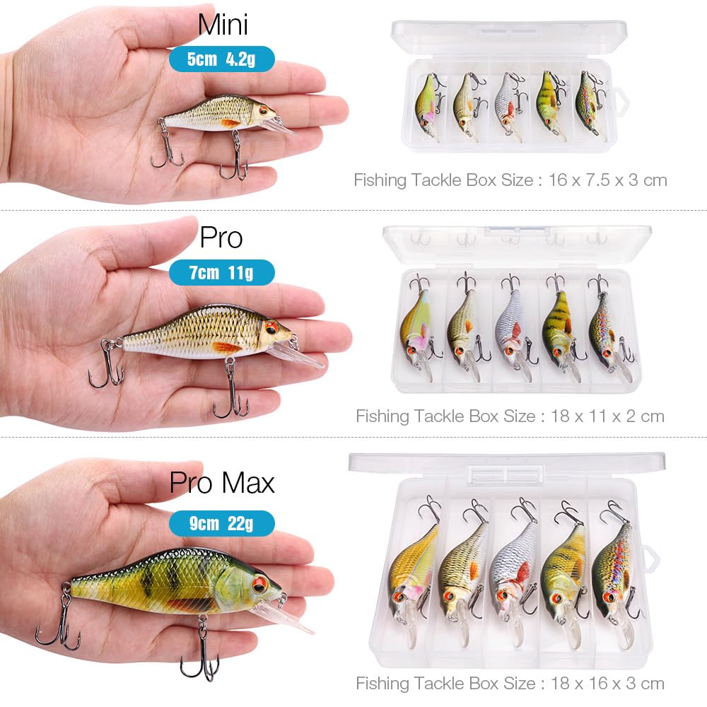 5 sztuk pływające Minnow woblery zestaw przynęt 5cm/7cm/9cm przynęty Minnow twarda przynęta na szczupaka Crankbaits pudełko ze sprzętem wędkarskim
