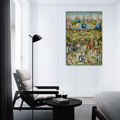 Vista 9 de QUNYAAE Hieronymus Bosch The Garden of Earthly Delights Poster Decorative Painting Canvas Wall Art Living Room Posters Bedroom Painting