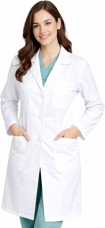 M&M SCRUBS Unisex 40 Inch Lab Coat White Medical Doctor Lab Coat with 3 Pockets