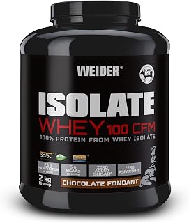Weider Isolate Whey 100Cfm, 100% Aislado de Proteina de Suero, Cero Azúcar, Cero Aspartamo, con Stevia, con Dygezime, con Bcaa, Apto para Veganos, Isolac, para Dietas Keto, Negro, Chocolate, 2 Kg