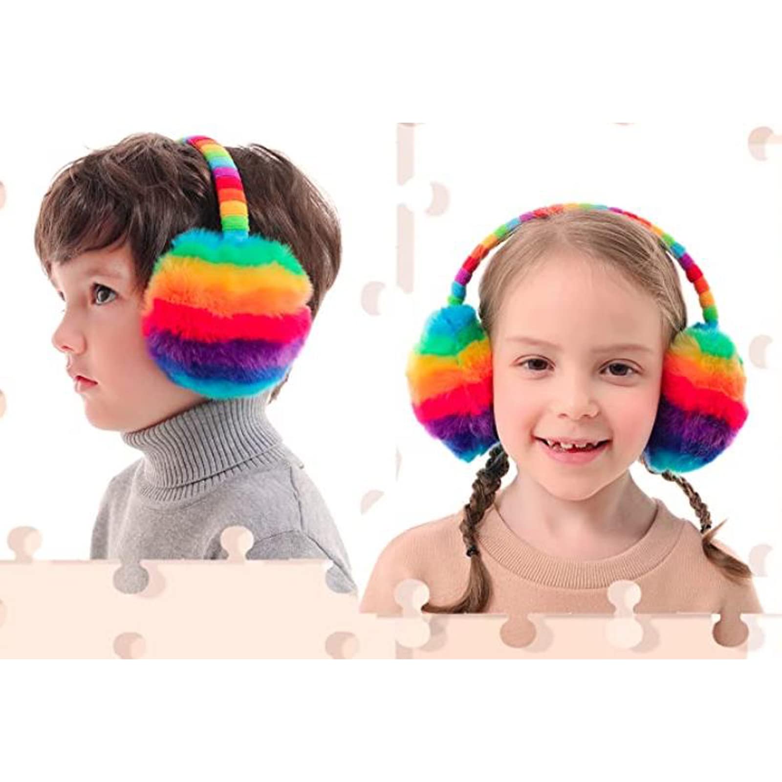 Paraorecchie per bambini in maglia invernale calda in pelliccia sintetica paraorecchie lavorata a maglia, carini paraorecchie per attività all'aperto, paraorecchie invernali per bambini da 3