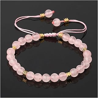 انسيال خرزي من الاحجار الطبيعية مقاس 6 ملم من اكس واي بي بي يحتوي على حجر الكوارتز واللابيس والكريستال بلون ارجواني بتصميم قابل للتعديل للرجال والنساء (لون المعدن: روز كوارتز: