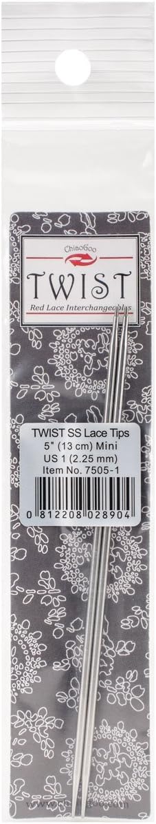 ChiaoGoo Twist Red Lace Interchangeable Tips 5-inch Size 1/2.25mm, Acrylic Multicoloured, 0.15 x 4.9 x 9.9 cm