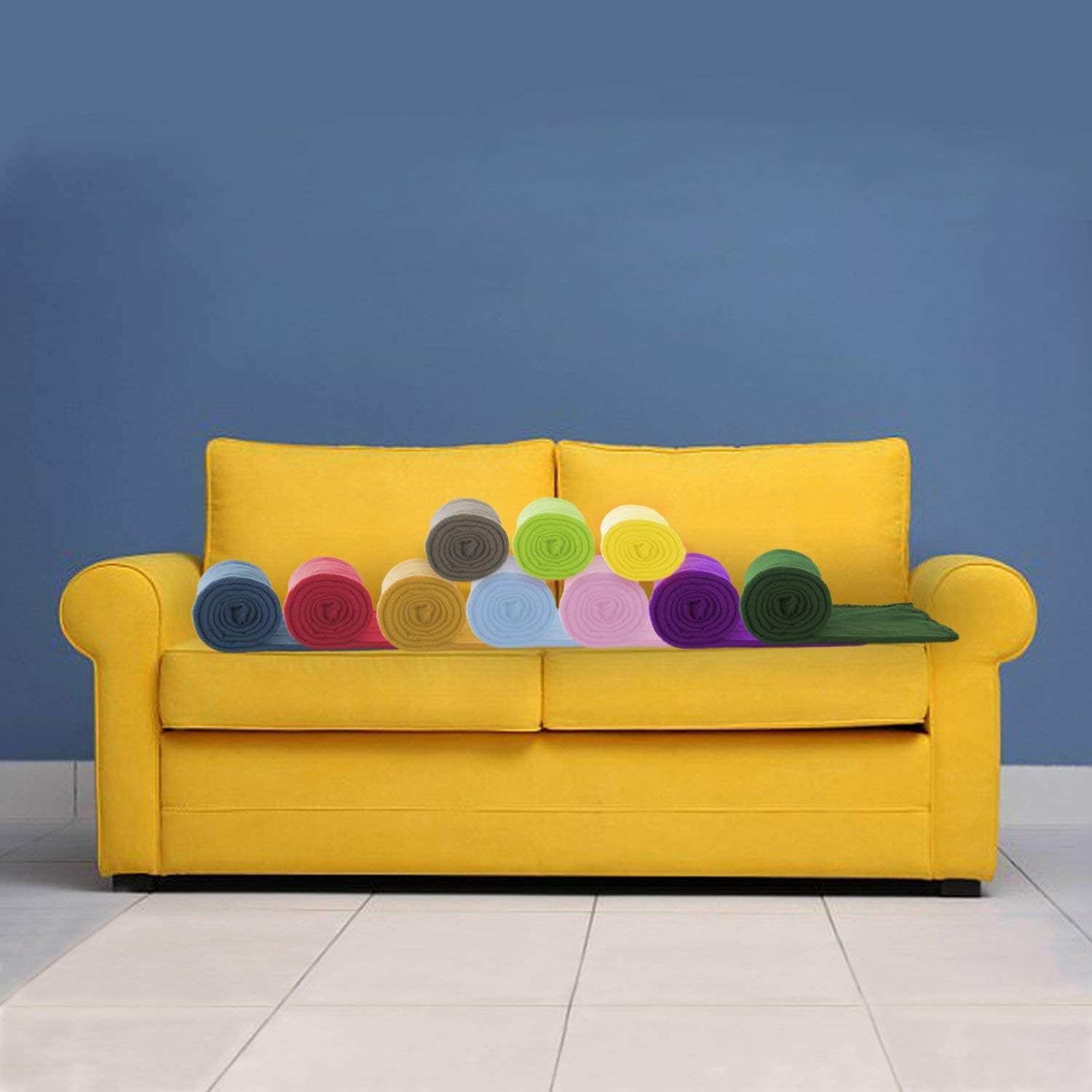 Imperial Home 50x60 Soft Bulk Fleece Throw Blankets, Throw Blanket for Couch, Travel, Bed, Room, Fleece Travel Blanket, Lightweight Blanket, Fall Blankets & Throws, Cozy Blanket, 24 pk (Multicolor)