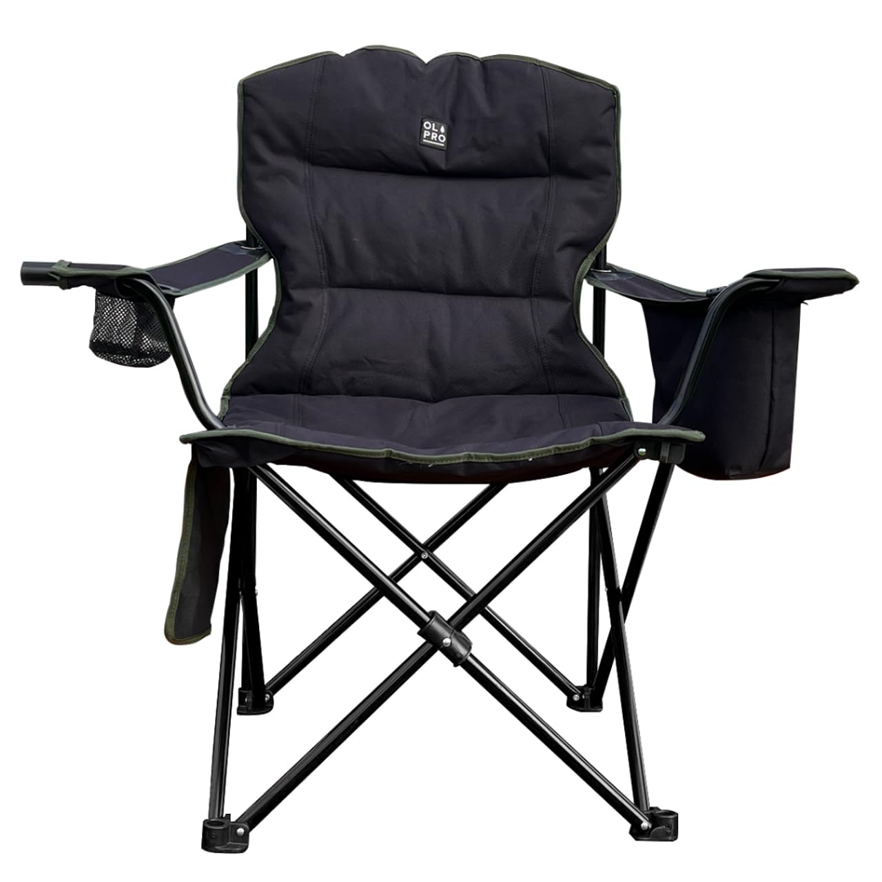 OLPRO Henwick Padded Folding Camping Chair – Heavy Duty Outdoor Chair with Built-In Cooler Bag, Cup Holder & Storage Pocket – Portable Camp Chair for Camping, Garden, Festivals & Beach — image 1