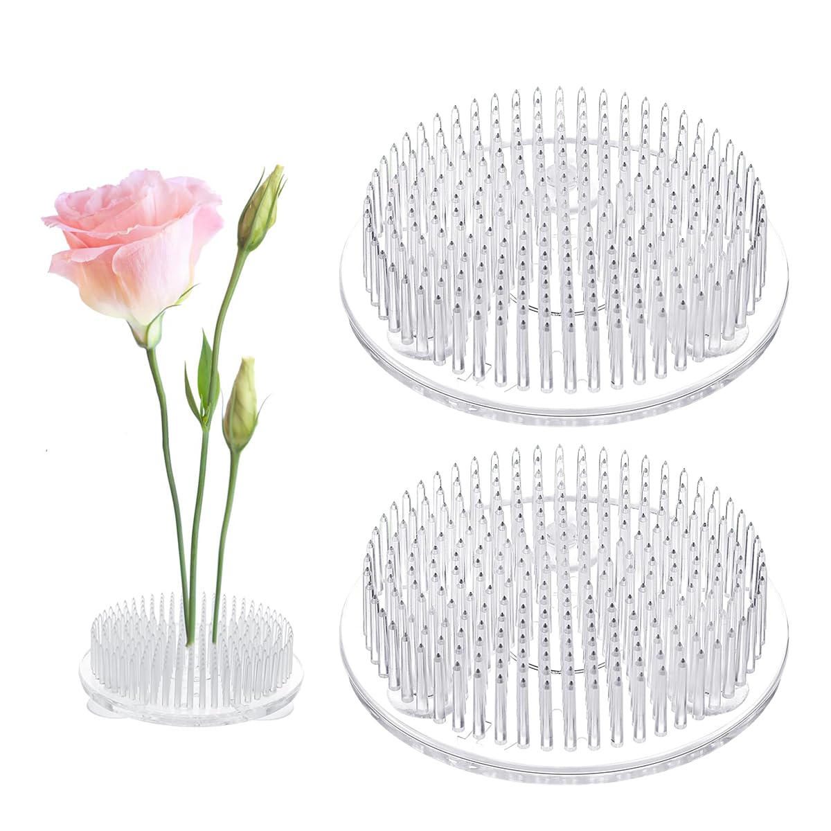 HASTHIP® 2Pcs Round Floral 2.76 inches Ikebana Flower Arrangement Tray with Suction Cup, Flower Stem Holder Plastic for Flower Arrangement Holder Summer Activity, Wedding Decoration-image-45