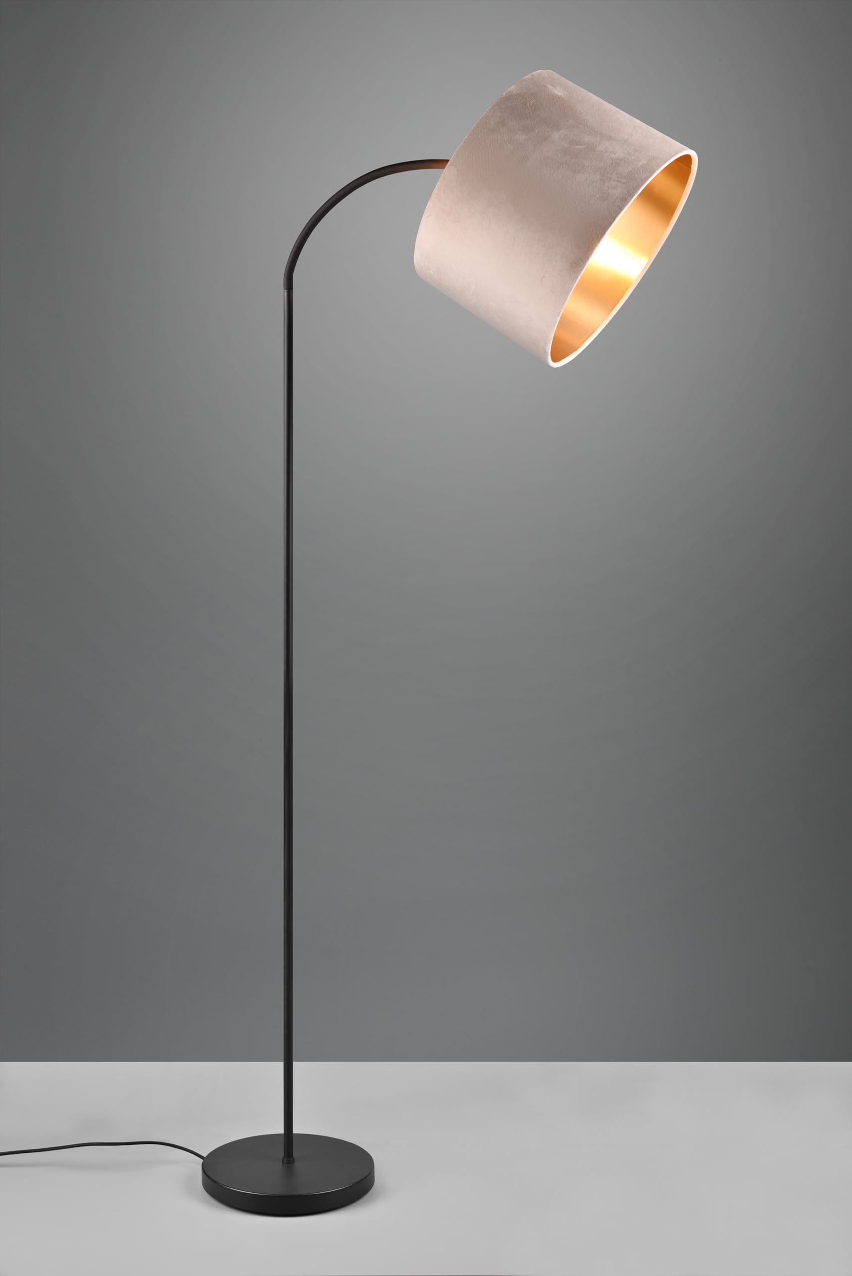 Trio Leuchten Stehleuchte Julieta 419090144, Metall Schwarz matt, Schirm Samt Beige/goldfarbig, exkl. 1x E27