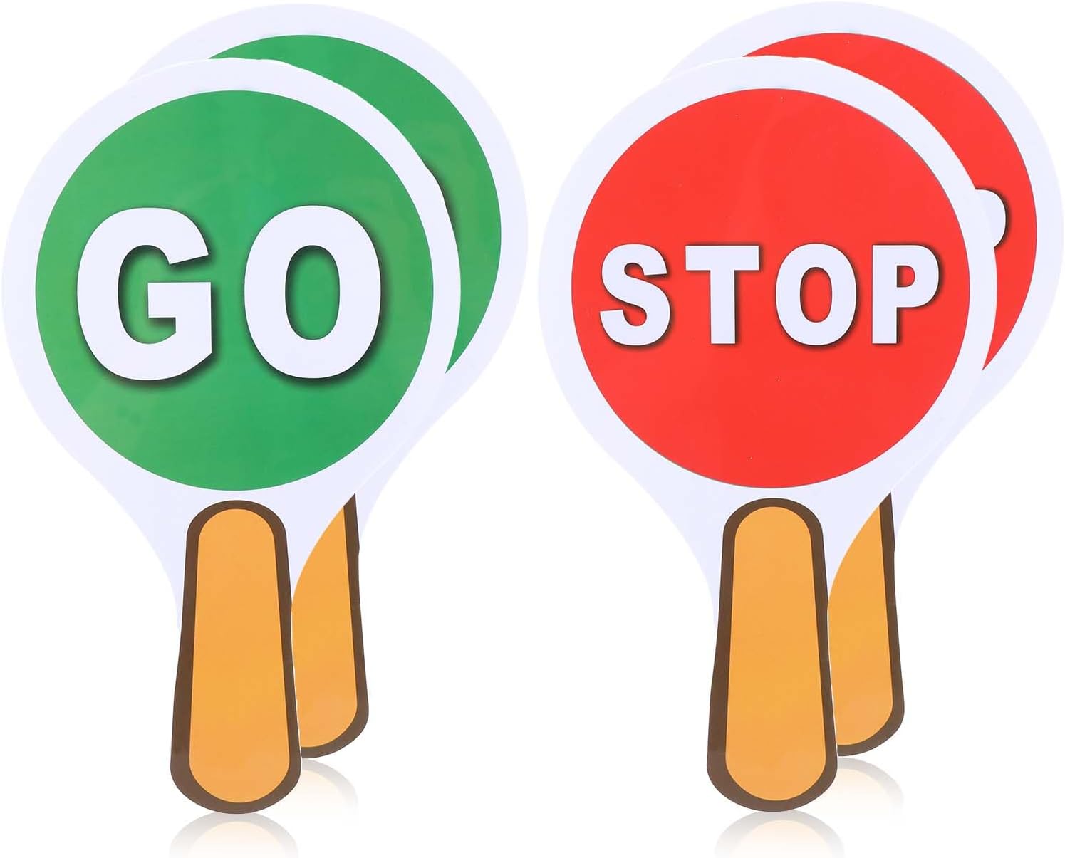 Giantree 4 Pack Handheld Double Sided Stop & Go Traffic Paddle - Red & Green Waterproof Crossing Guard Sign for Teaching Street Safety