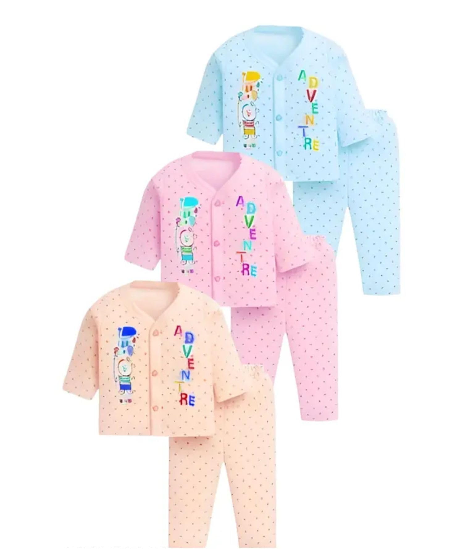 sunuo Baby Boys & Baby Girls Casual Dress Set Pack of 3-picture-39