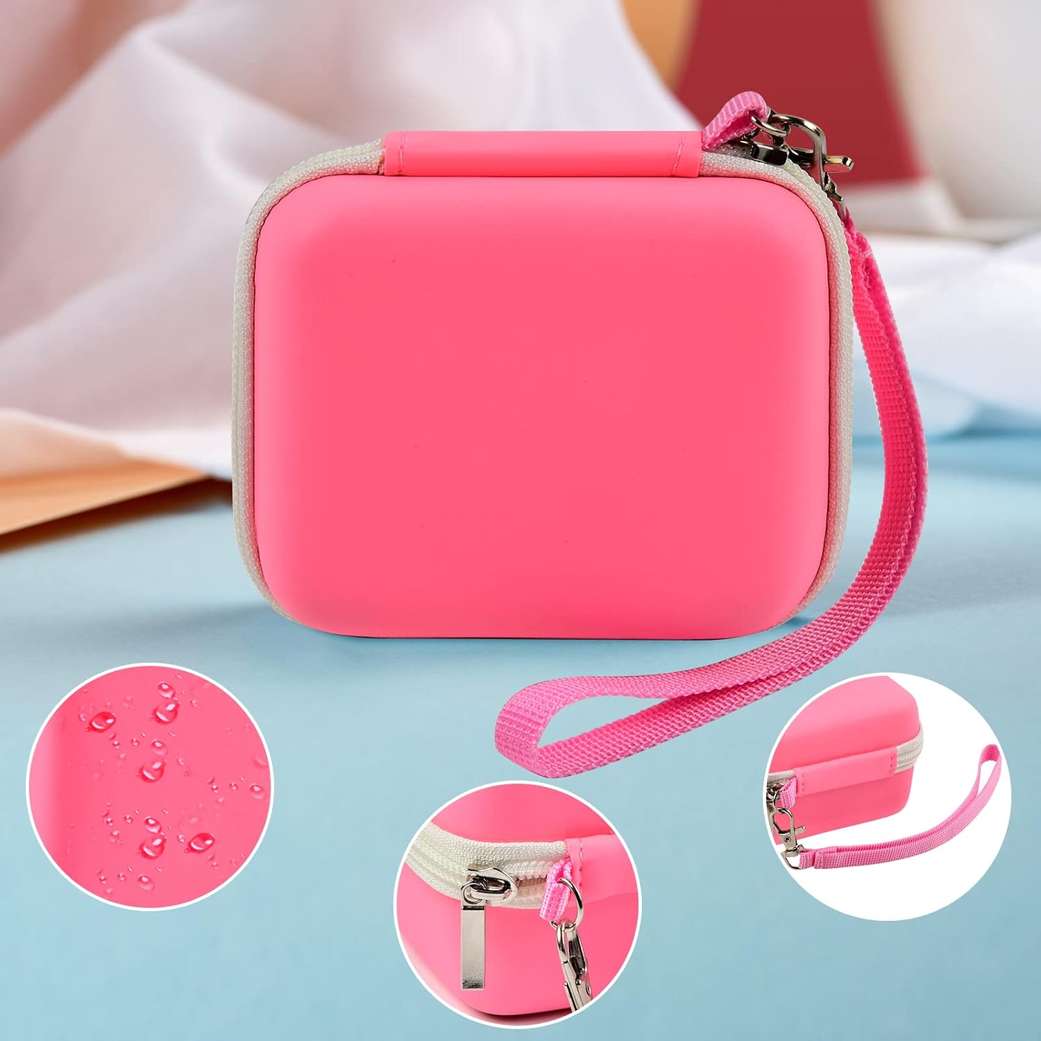 Camera Case Compatible with Seckton/for Desuccus/for OZMI/for GKTZ/for LC-dolida/for Gofunl/for Langwolf/for HANGRUI Kids Digital Camera, Kid Camcorder Storage Box for Cable Accessory, Pink
