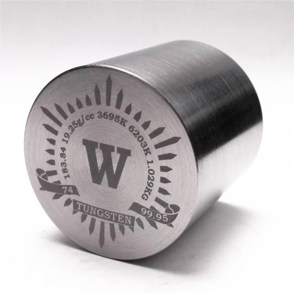 1Kg Fine Turning Tungsten Metal Cylinder dia41×41mm 99.95% Engraved Periodic Table