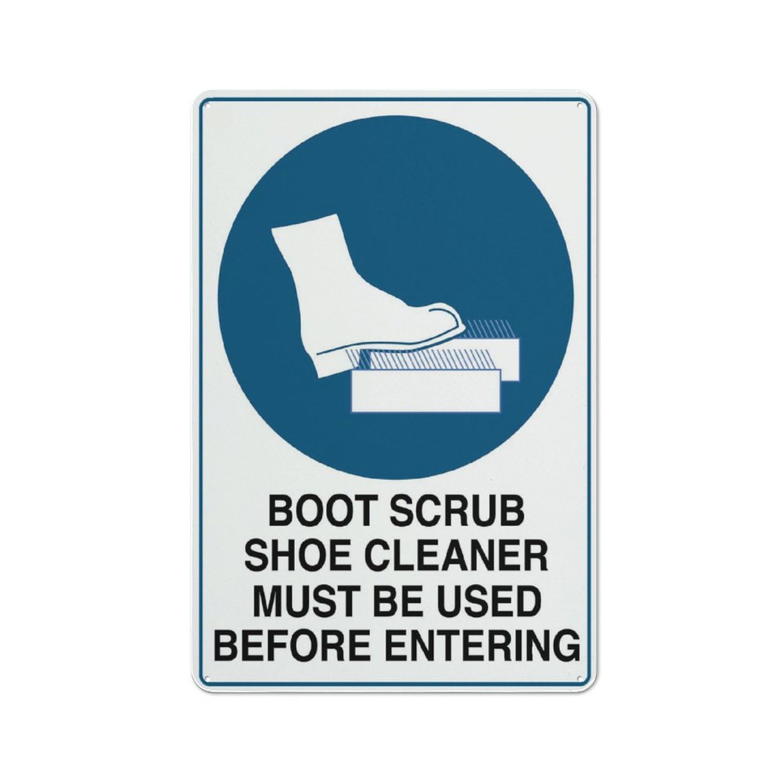Boot Scrub/Shoe Cleaner Must Be Used Before Entering Sign, 8x12 Inch Rust-Free Aluminum, Easy To Read & Sturdy Outdoor Metal Sign for Home, Farm, Yard