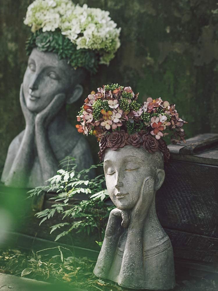 Kreatywna statuetka ogrodowa, portret, retro, na zewnątrz, bogini, dekoracja doniczkowa (rozmiar: S)