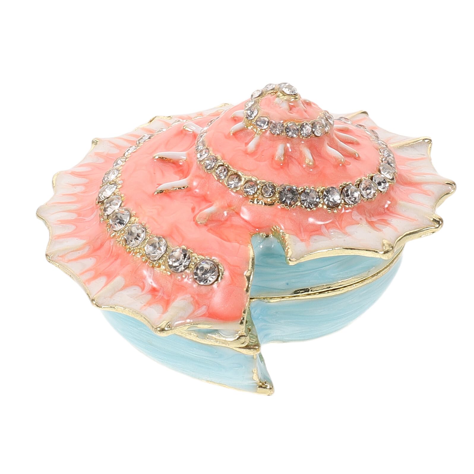 Boîte à bijoux décorative côtière en émail orange et finitions précieuses pour bagues