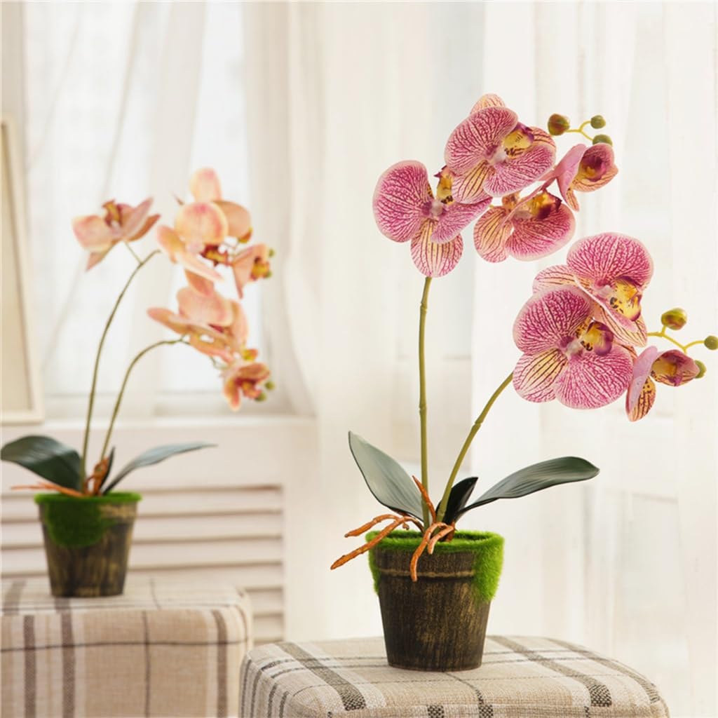 Fleurs Artificielles Bouquet de fleurs artificielles Phalaenopsis Bonsaï Convient for la décoration de bureau à domicile Surface de mise en page 40 cm Fleurs Artificielles Pour L'extérieur(C)